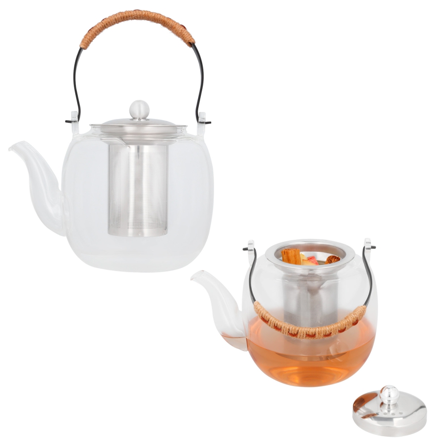 TETERA DE VIDRIO CON INFUSOR DE ACERO INOXIDABLE F0567