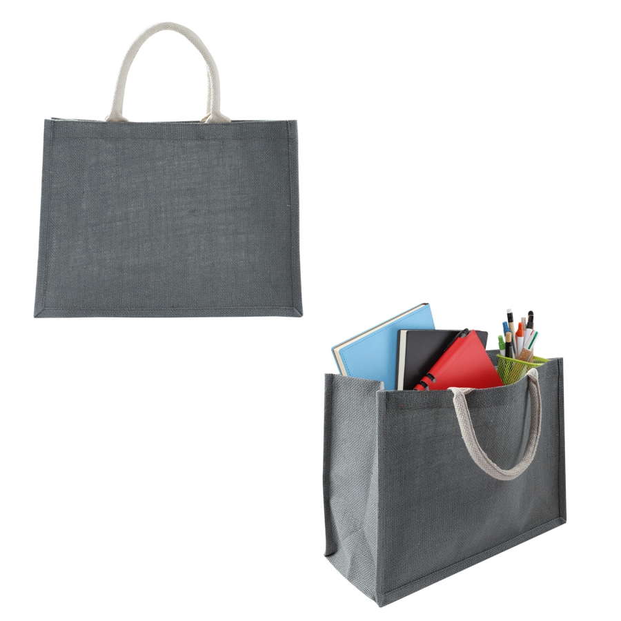 BOLSA DE YUTE LAMINADO CON UN COMPARTIMENTO Y ASAS DE ALGODÓN  F0223
