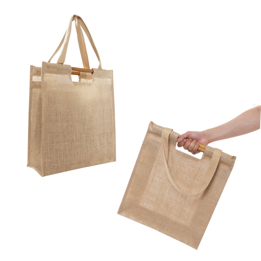 BOLSA DE YUTE LAMINADO CON ASAS  F0231
