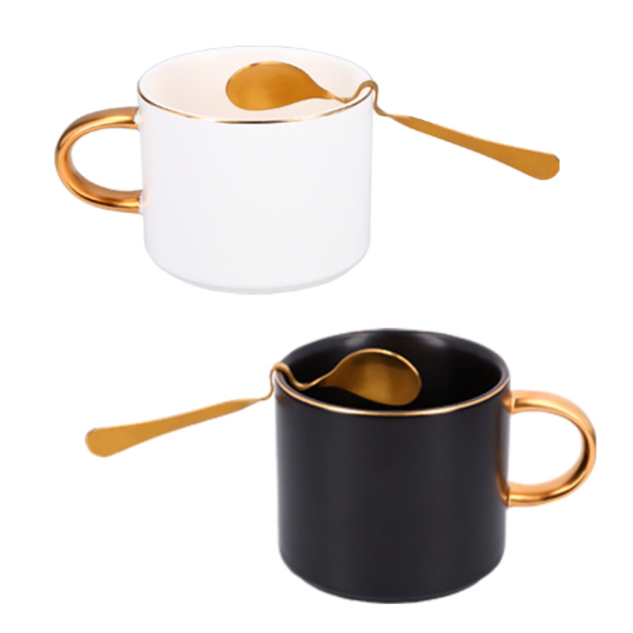 TAZA DE CERÁMICA CON CUCHARA DE ACERO INOXIDABLE F0479