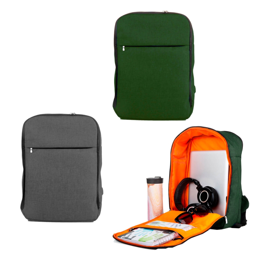 MOCHILA DE UN COMPARTIMENTO CON BOLSA FRONTAL DE CIERRE, BOLSA INTERNA DE MALLA CON CIERRE , RESPALDO Y CORREAS AJUSTABLES ACOLCHADOS, INTERIOR CON FORRO Y ASA SUPERIOR. F0127