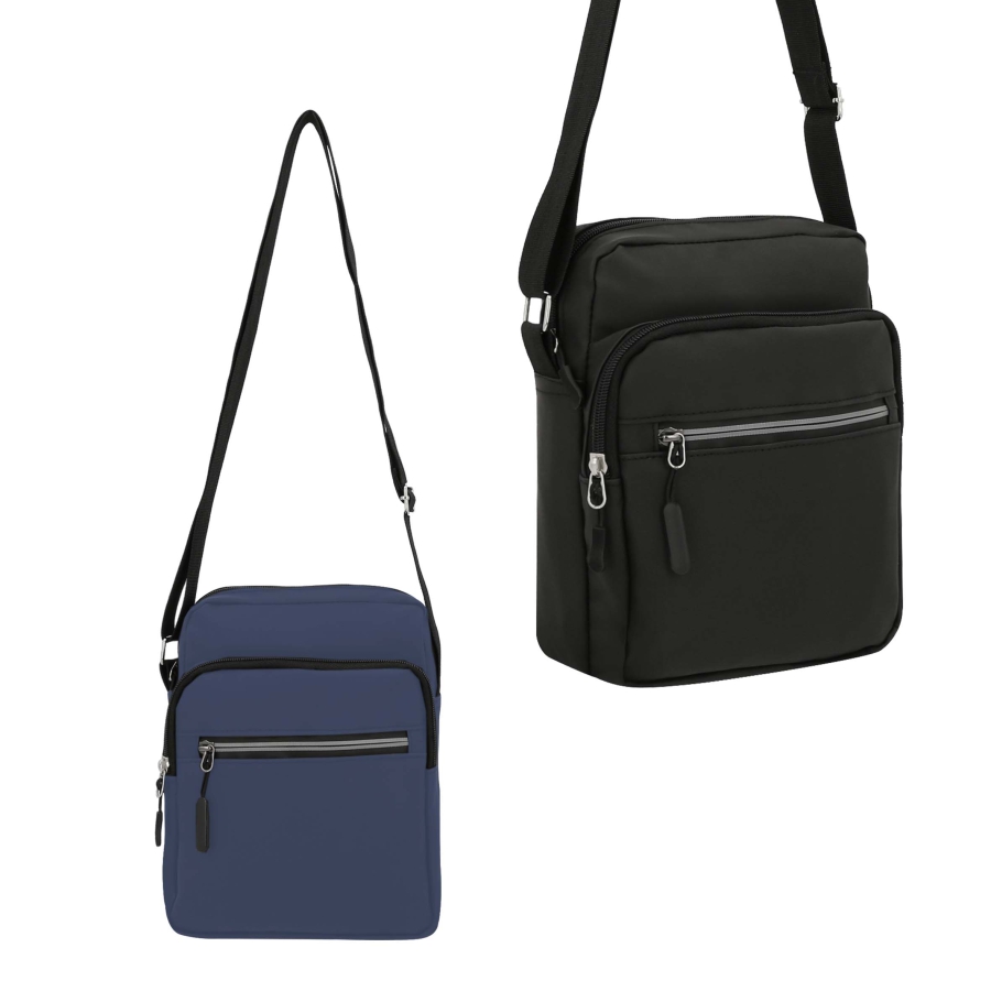 BOLSA PORTA DOCUMENTOS DE 3 COMPARTIMENTOS. COMPARTIMENTO PRINCIPAL. 2 COMPARTIMENTOS FRONTALES CON ZIPPER Y CORREA AJUSTABLE. F0148