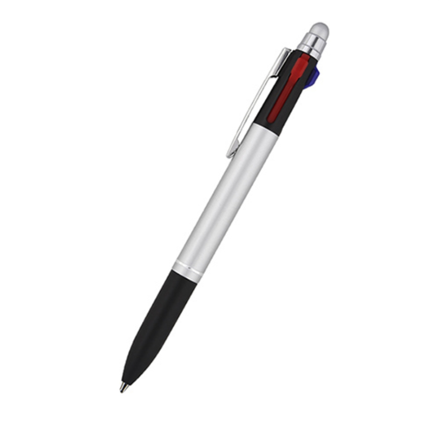 Bolígrafo 3 EN 1 CON CLIP METÁLICO Y GOMA TOUCH SCREEN, TINTA NEGRA, ROJA, AZUL. F033